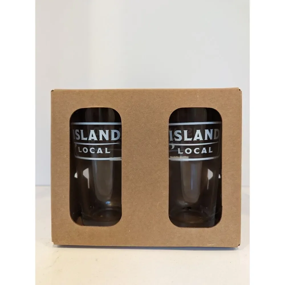 Island Local Pint Glasses Set Of 4 New Beach/ Coastal Decor Lager Bar Ware